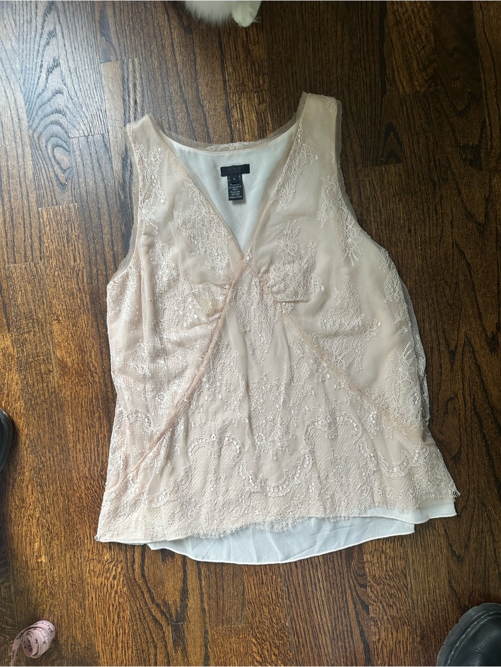 J. Crew Beige Lace Overlay Sleeveless  shirt blouse top 6